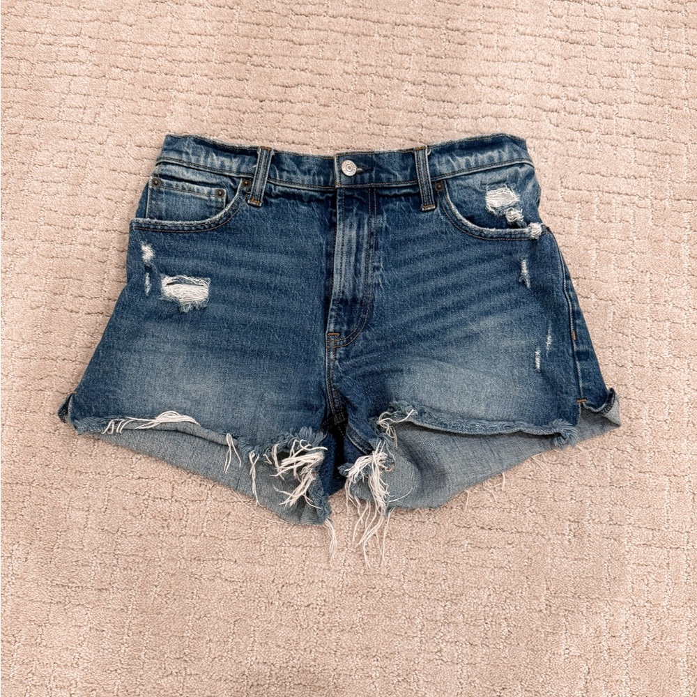 The 4” Mom Short High Rise Distressed Denim Women's Shorts - Dark Wash